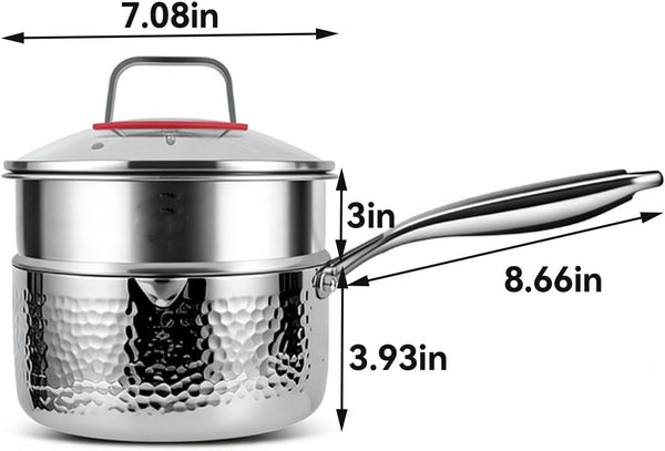 Titanium Saucepan, Non-Stick Pan Pot with Lid, Titanium Pans for Cooking, Fast & Even Heating, Dual-Pour Spouts Design, Compatible with All Cooktops,With Lid,7.08In8