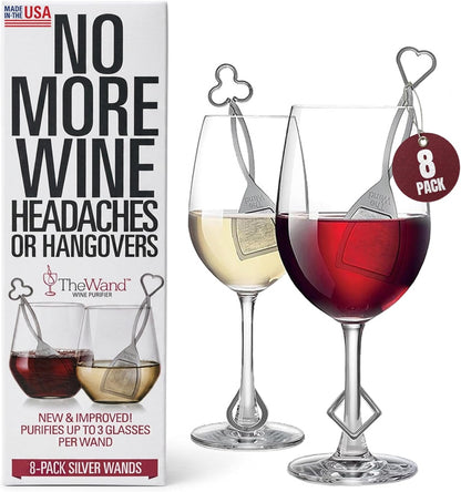 Purewine the Wand Wine Purifier, Removes Histamines & Sulfites - 8 Wands | Wine Wand Filters before You Drink; Remove Sulfites & Histamines; Helps Wine Allergies & Headaches. Purifies 3 Glasses/Wand1