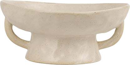 Creative Co-Op Stoneware Footed Pedestal Bowl with Handles, Reactive Glaze, White5