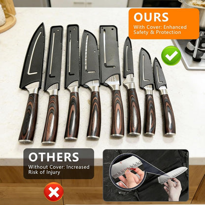 Chef Knife Sets with Roll Bag, 15 Pieces Knife Set with Sharpener | Professional Knives with Pakkawood Handle, High Carbon Stainless Steel Kitchen Knife for Dishwasher Safe, Chef Gifts6