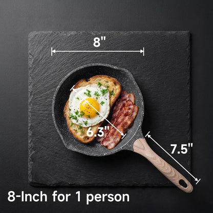 8 Inch Nonstick Frying Pan Easy Clean Small Egg Pan Skillet | Even Heating All Stove Compatible, Dual Spouts, PFOA PFOS Free, Cool Ergonomic Handle, Non Stick Omelet Cooking Fry Pan,Grey6