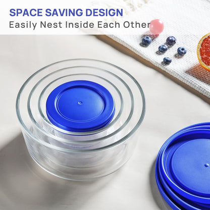 4 Pack Glass Bowls with Lids (1, 2, 4, 7 Cup)7