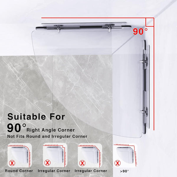 Acrylic Corner Shelf 2 Pack, Adhesive Shower Caddy, 0.12" Thick Shatter-Resistant Clear Bathroom Corner Shelves for Tile Wall, No Drill Renter Friendly, 10×10 Inch, 20 Lbs Capacity6
