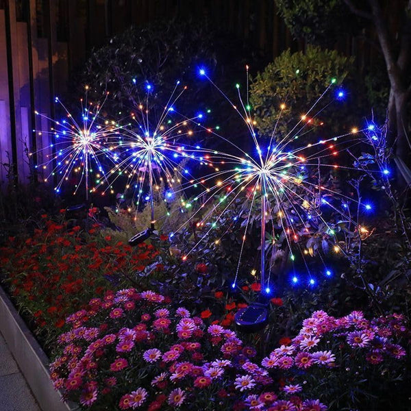 Solar Garden Lights Outdoor,Waterproof Garden, 2PC 200 LED Twinkling Firework Lights Decorative with 8 Modes,Decor for Yard Patio Pathway Lawn for Yard outside Fairy Decorative2