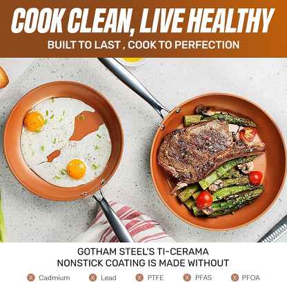 12.5 Large Frying Pans Nonstick, Family Sized Non Stick Frying Pan with Ceramic Copper Coating, Stay Cool Handle, Non Toxic, Dishwasher and Oven Safe3