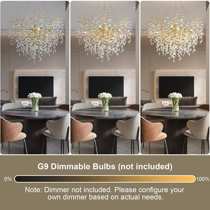40" Gold Tree Branch Chandelier, 12-Light Modern Crystal Chandelier for Dining Room, Luxury round K9 Crystal Raindrop Chandeliers Light Fixture for Foyer, Entryway, Living Room, Bedroom, Kitchen6