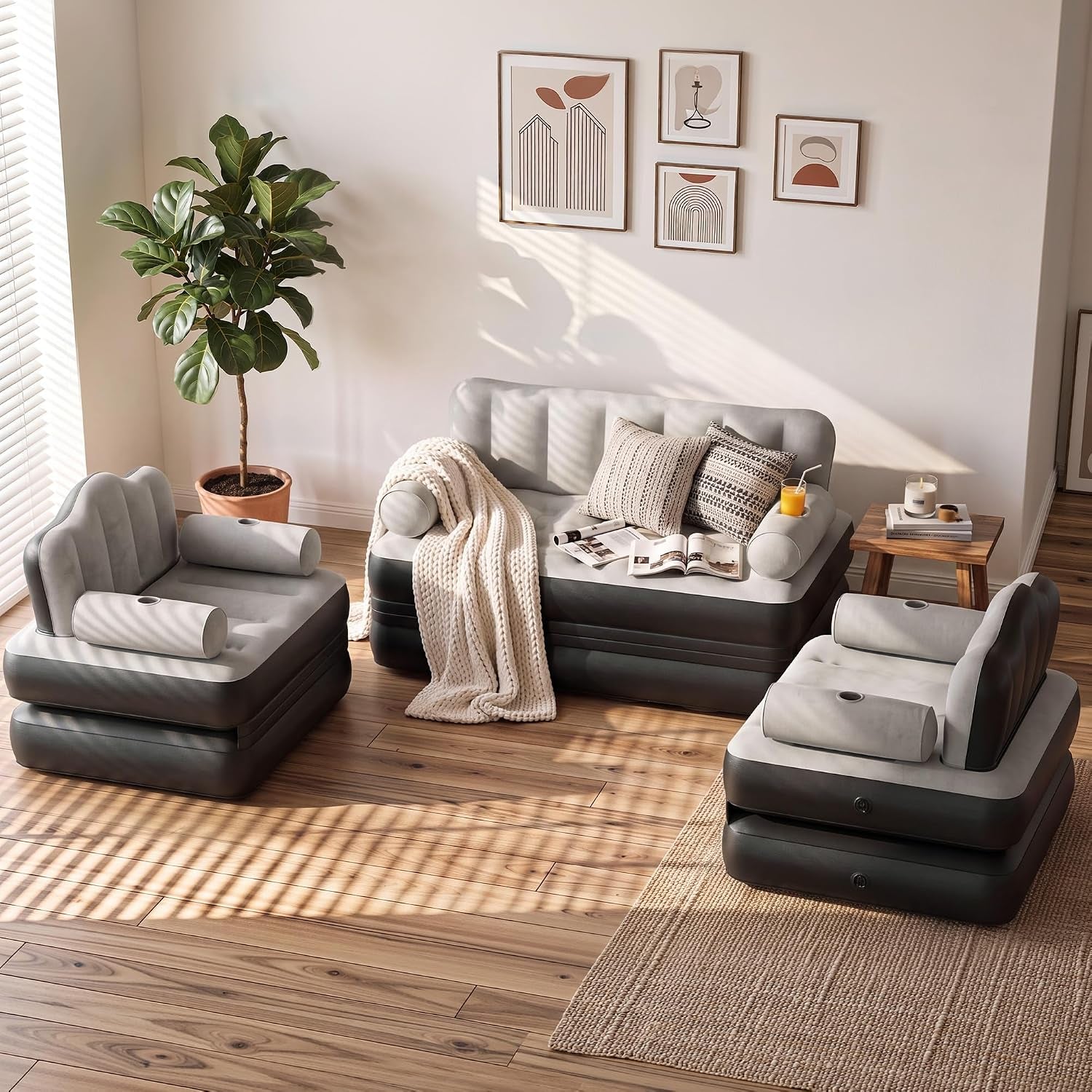 3-pc-air-sofa-bed-set-with-pump-queen-and-2-twin-gray