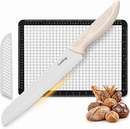 Ceramic Bread Knife for Homemade Sourdough with Baking Pad, Zirconia Slicer1