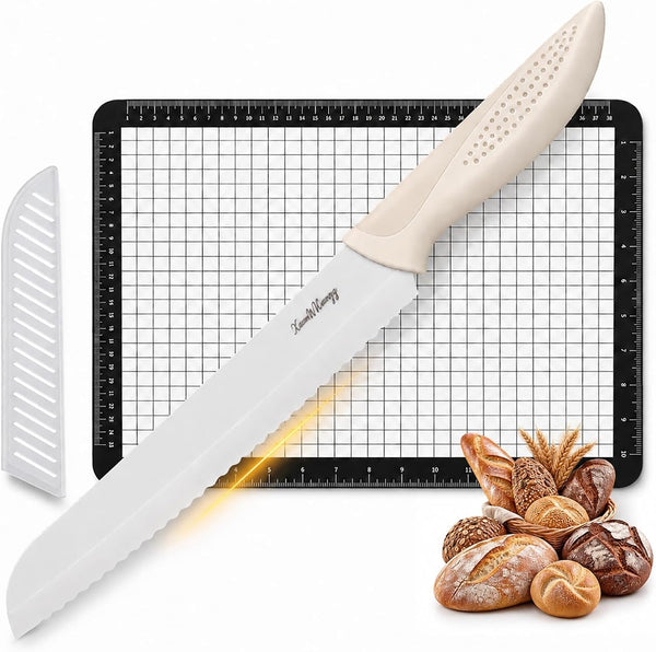 Ceramic Bread Knife for Homemade Sourdough with Baking Pad, Zirconia Slicer1