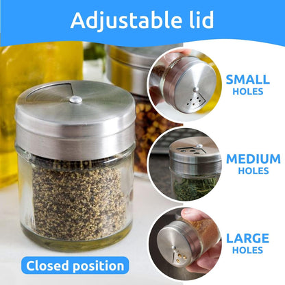 2-Pack 1.5Oz Glass Spice Seasonings Shaker with Adjustable Lid3
