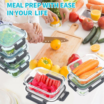 10 Pack Glass Meal Prep Containers, 22 OZ Glass Airtight Food Storage Containers with Lids, Pantry Kitchen Storage Containers for Lunch, Food Storage, Meal Prep, Lunch Bento Boxes5