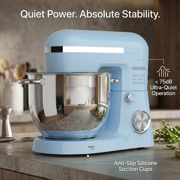 Stand Mixer, 6.5 Quart, 660W, Tilt-Head Food Mixer with 10+ Speeds, Stainless Steel, Multifunctional, for Bread Dough and Cake (Blue)4