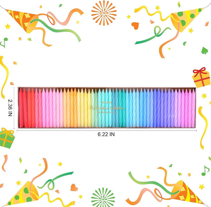 Rainbow Collection Birthday Candles, 50 Pieces Colorful Spiral Birthday Candles7