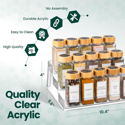 Clear Acrylic 3-Tier Spice Rack, Cabinet Pantry Organizer3