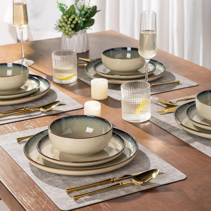 Dinnerware Sets for 6, 18 Pieces Ceramic Plates and Bowls Set9