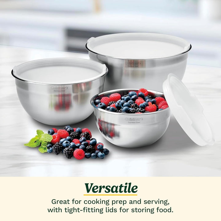 Mixing Bowl Set, Nesting Bowls, Stainless Steel, 3-Piece+2