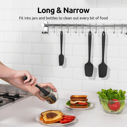 Silicone Spatula Set with 600 Degrees Fahrenheit Heat Resistant (Black)9
