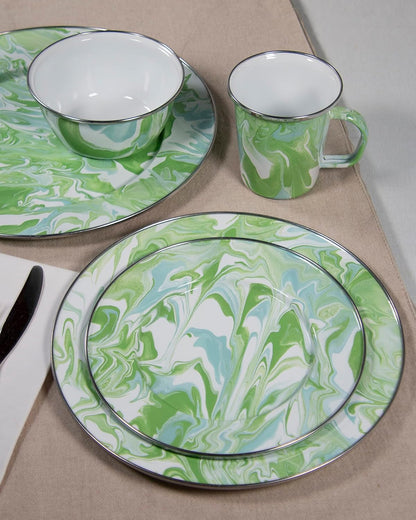 Enamelware Nested Mixing Bowls with Lids, Set of 3, Modern Monet4