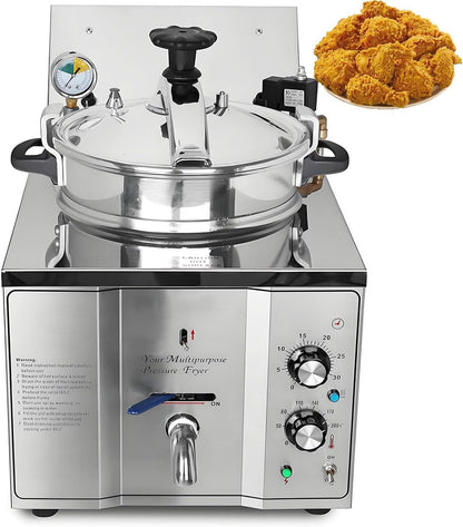 Electric Pressure Fryer, High-Pressure Chicken Fryer with Safety Features, Stainless Steel Countertop Deep Fryer for Crispy Fried Delicacies, Commercial-Grade1