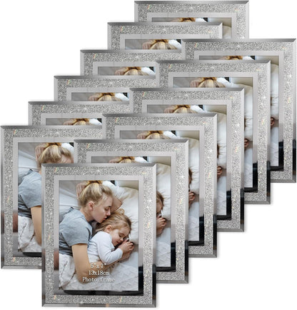12 Pack 5X7 Picture Frame, Sparkle Glass Photo Frames 5 by 7 for Tabletop, Horizontally or Vertically1