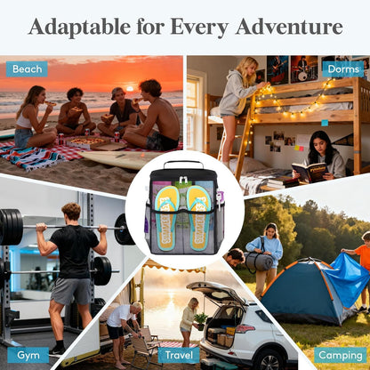 Mesh Shower Caddy, Hanging Bathroom Organizer with Slipper Pockets9