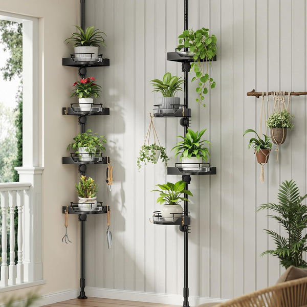 360° Rotating Corner Shower Caddy Tension Pole Organizer, Black7