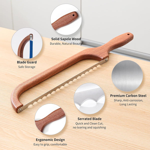 Bread Saw for Homemade Bread, Sourdough Bread Knife Slicer for Slicing, Wooden Bread Bow Knife for Sourdough5