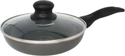 7 Inch Chef Cera Aluminum Ceramic Fry Pan with Glass Lid, Gray | Ceramic Nonstick Coating, Glass Lid with Cool-Touch Handle, Ideal for Pan-Frying, Great for Everyday Home Cooking1