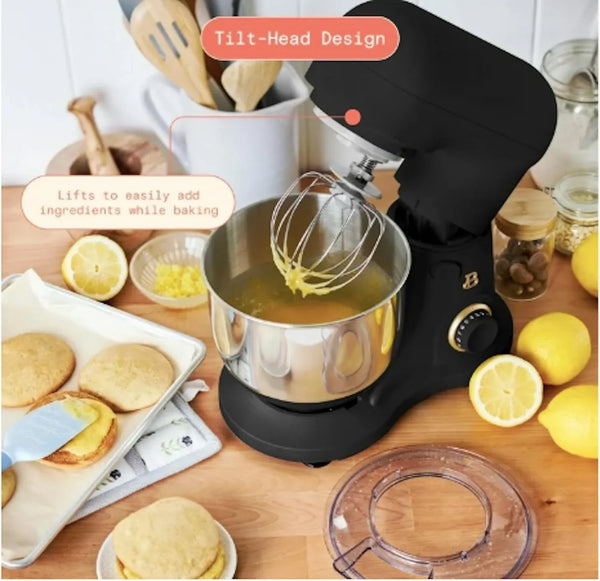 3.5 Qt Stand Mixer, with Flat Beater, Dough Hook, Whisk (Black)3