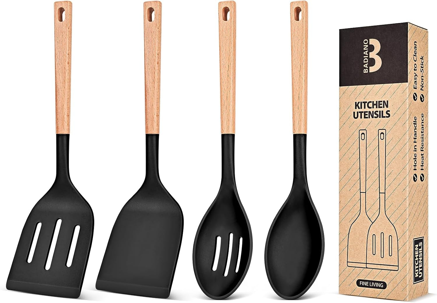 cooking-utensils-for-nonstick-cookwares-bpa-free-matte-silicone-heat-resistant-large-solid-slotted-spoons-and-spatulas-for-frying-mixing-serving-turning-and-stirring-wooden-handle-black