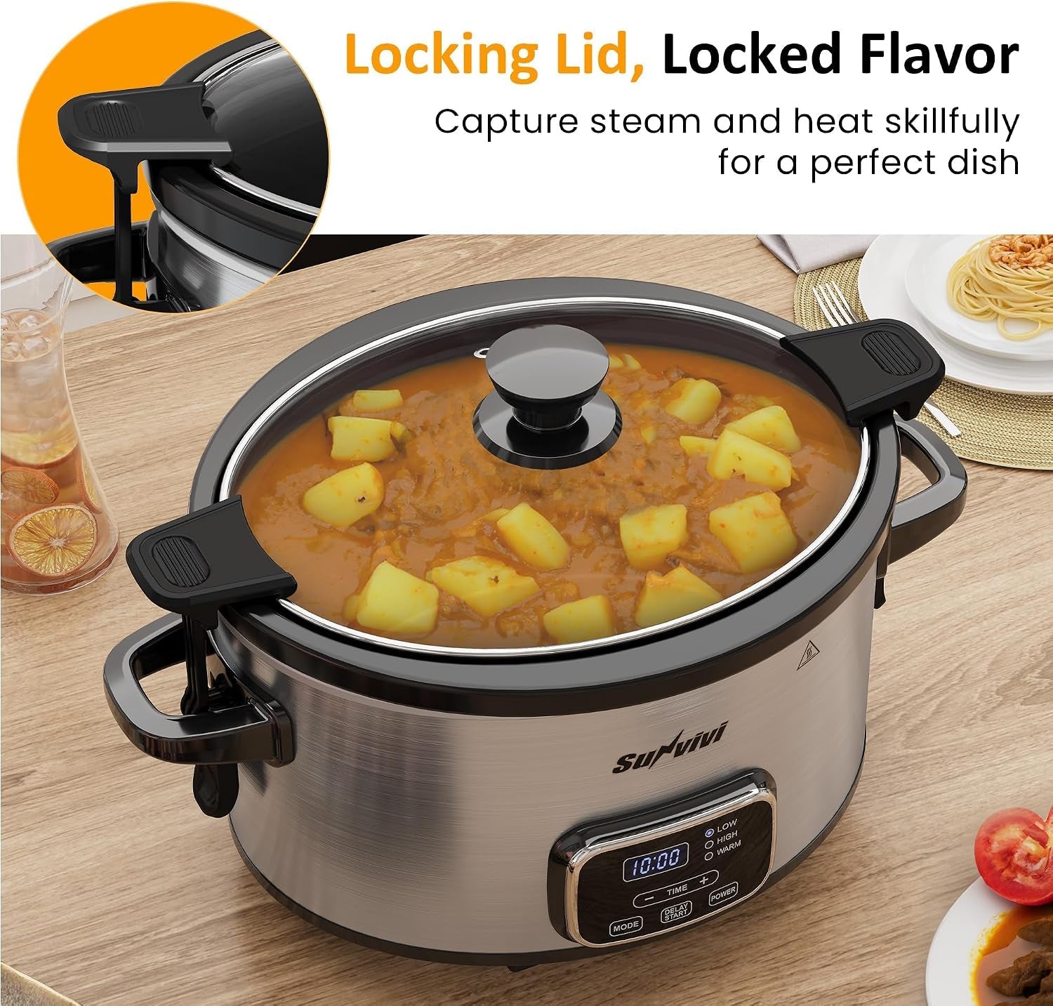 4qt-programmable-slow-cooker-with-locking-lid-removable-ceramic-pot-3-heating-settings-timer-dishwasher-safe-stainless-steel