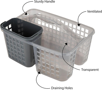 2 in 1 Portable, Bathroom Shower Caddy for Shampoo, Conditioner, Soap, and Cosmetics, in Grey Bath Tote (26118-GREY)3