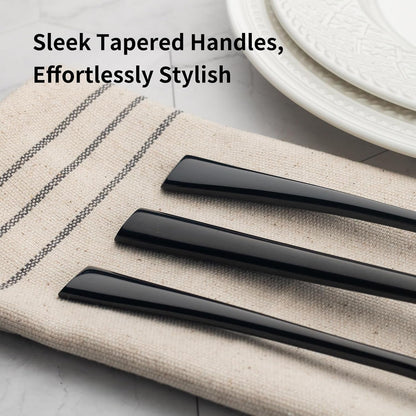 Bailey Black 20-Piece Forged Stainless Steel Flatware Set Cutlery Set, Service for 4, Silver Finish, Dishwasher Safe4
