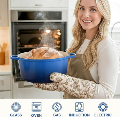 6 Quart Dutch Oven Pot with Lid, Non Stick Enameled Cast Iron Dutch Oven for Bread Baking, Heavy-Duty, Oven Safe Ceramic Cookware up to 500°F for Baking, Braising, Stews, Roasting, Blue5