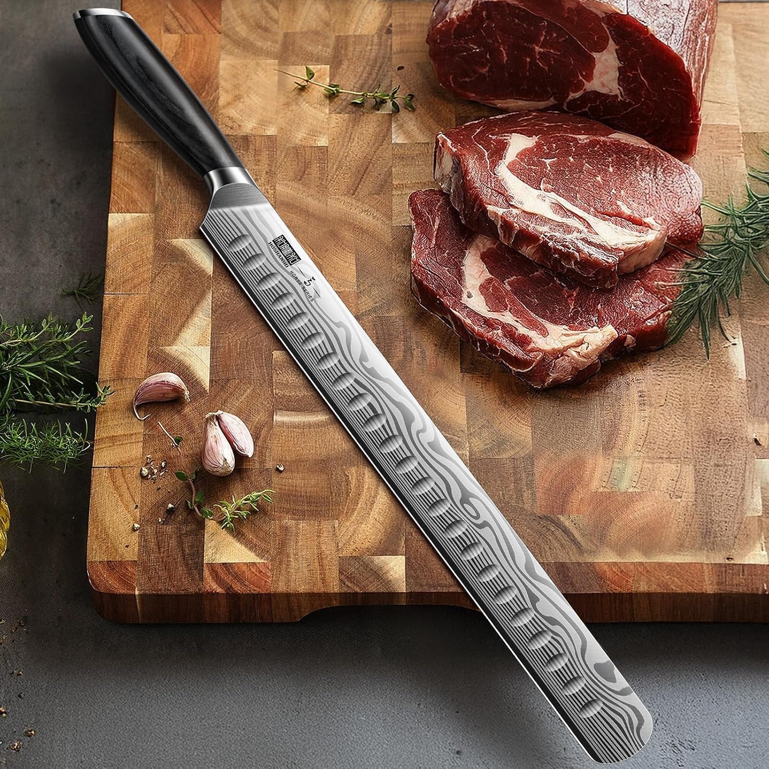 12-inch-slicing-kinfe-razor-sharp-brisket-knife-pakkawood-handle