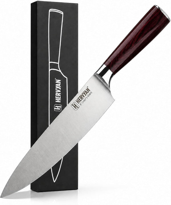 8 Inch Professional Chef Knife - Ultra Sharp German-Inspired Precision Blade High-Carbon Stainless Steel, Ergonomic Pakkawood Handle, Blade Guard and Gift Box for Home Cooks and Restaurants1