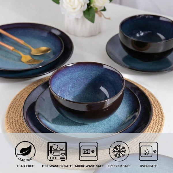 Ceramic Dinnerware Sets for 6,18Pcs Porcelain Plates and Bowls Set3