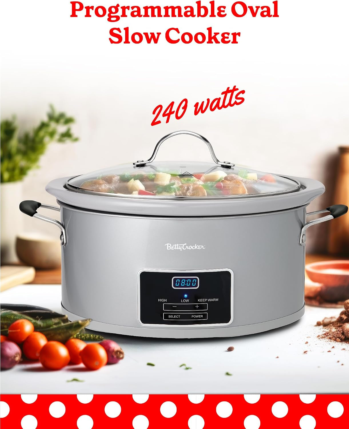 6-quart-oval-digital-slow-cooker-240-watts-bc-4587s-silver-programmable-crock-pot-up-to-20-hours-electric-cooking-pot-with-lcd-digital-display-removable-stoneware-crock-liner