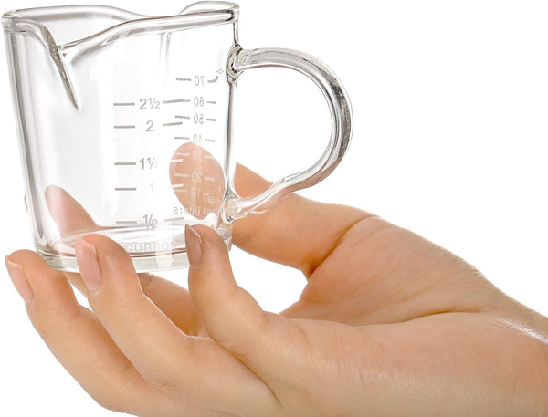4 Pack Double Spouts Measuring Cups Espresso Shot Glass with Handle, 2.5 Oz Mini Milk Triple Pitcher Barista Clear Graduated Cups for Coffee, Wine, Bar, Party3