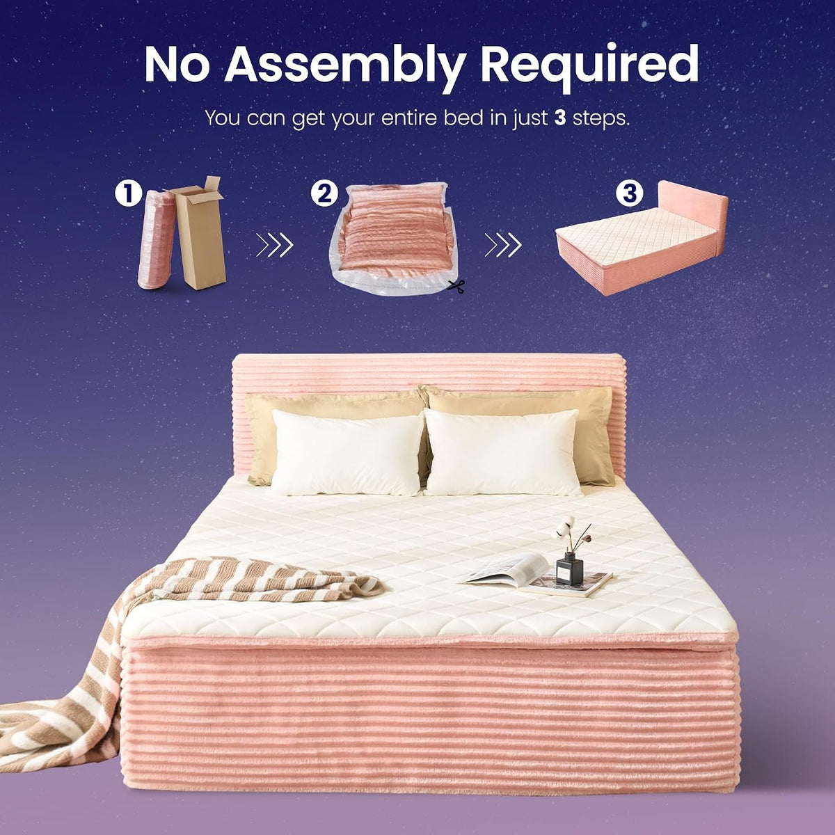 queen-boneless-bed-frame-with-mattress-16-inch-memory-foam-mattress-with-plush-fabric-upholstered-bed-frame-platform-no-assembly-required-cool-night-relieve-pressure-with-medium-support-pink