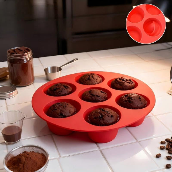 7 Hole Non Stick Silicone Liners and Muffin Pan for Air Fryers - Reusable Baking Trays Easy to Release and Clean4