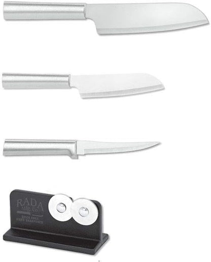 Cutlery 3-Piece Cook'S and Parer Knife Set & Sharpener, Silver | Cook'S, Cook'S Utility, and Super Parer Knives with Quick Edge Sharpener, Stainless Steel Blades, Cast Aluminum Handle1