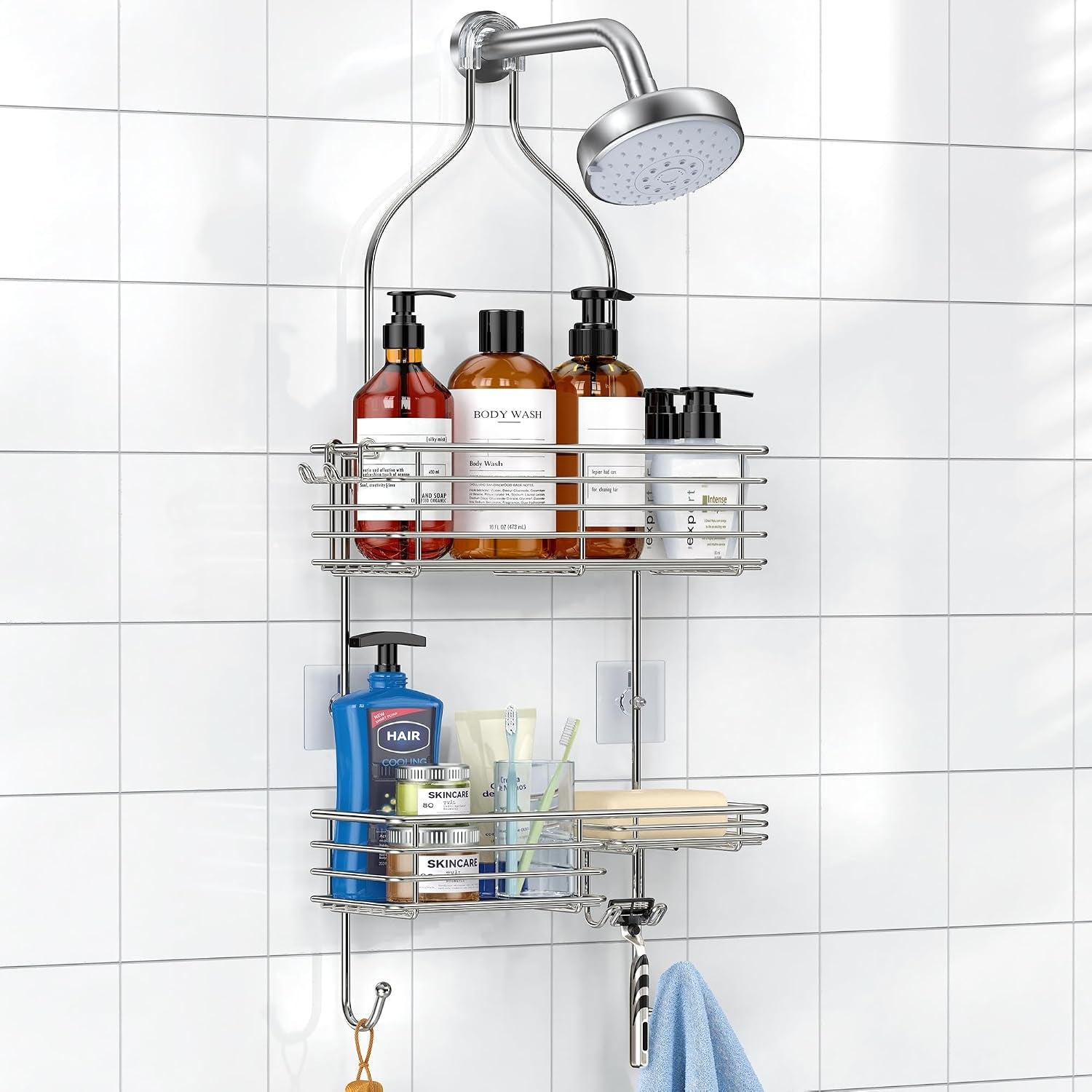 hanging-shower-head-caddy-shower-shelf-organizer-silver