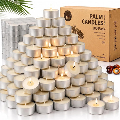 Tea Lights Candles 100 Pack, 6-7 Hour Long Burning Tealight Candles Bulk1