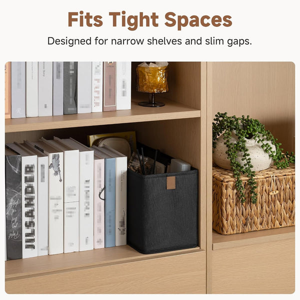 Narrow Closet Baskets, 6¼"Lx14¾Wx8¼H, 4-Pack, Black3