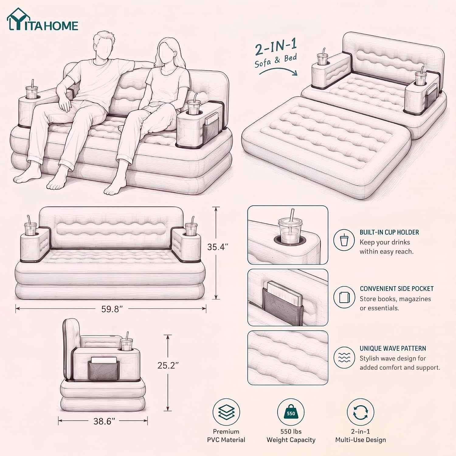 queen-size-air-sofa-bed-w-wave-pattern-headboard-pump-brown