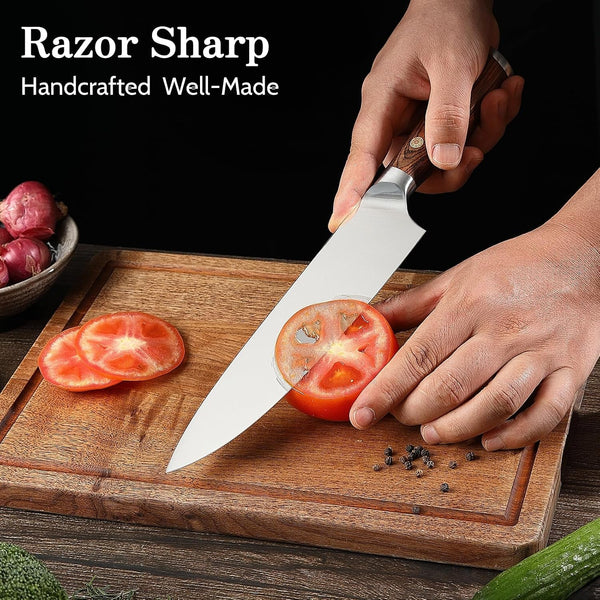 Kitchen Knife Set, 3 Pieces Japanese High Carbon Stainless Steel Chef Cooking Knife Set, Ultra Sharp Professional Chef Santoku Utility Knives (Silver)4