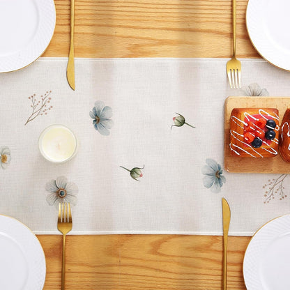 Spring Blue White Floral Table Runner 13X72 Inch Anemone Flowers Leaves Kitchen Dining Table Decoration for Indoor Outdoor Home Party Décor3