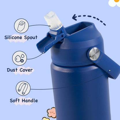 12Oz Kids Water Bottle, Stainless Steel Insulated Water Bottle, Toddler Cup with Straws Leak-Proof, Kids Water Bottles for School Boys Girls, BPA Free, Blue3