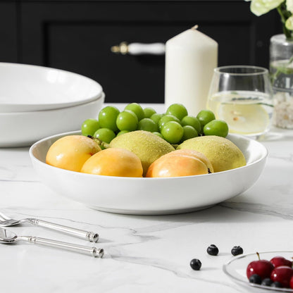 10" Large Pasta Bowls Set of 4, 56 OZ Wide and Shallow Salad Bowls Soup Bowls, Porcelain White Serving Bowls, Kitchen Bowl Plates Pasta Plates, Microwave & Dishwasher Safe, Series REGULAR5